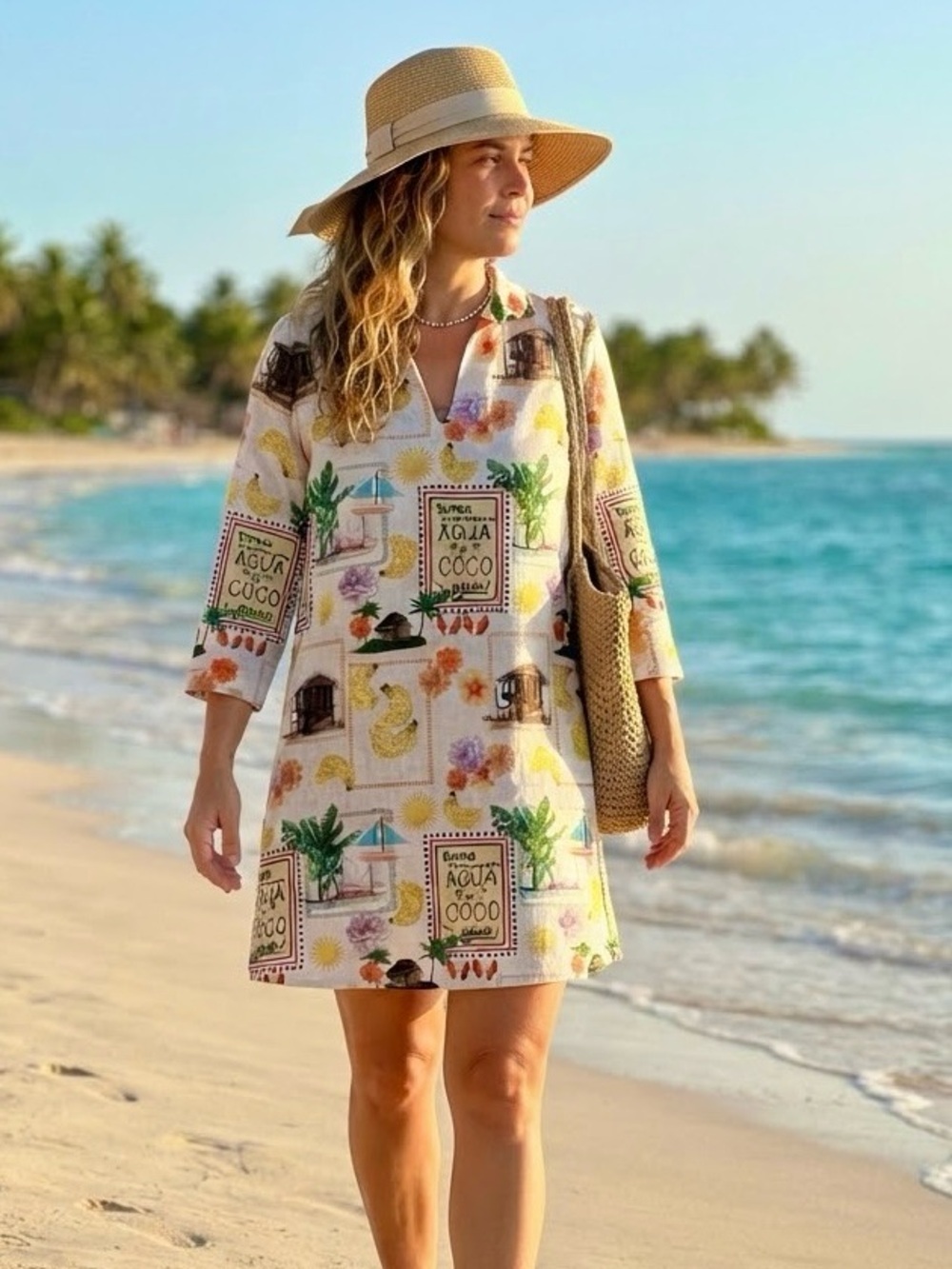 Terzo Millennio Linen Midi Dress Italy Tropical Mediterranean Resort Vacation